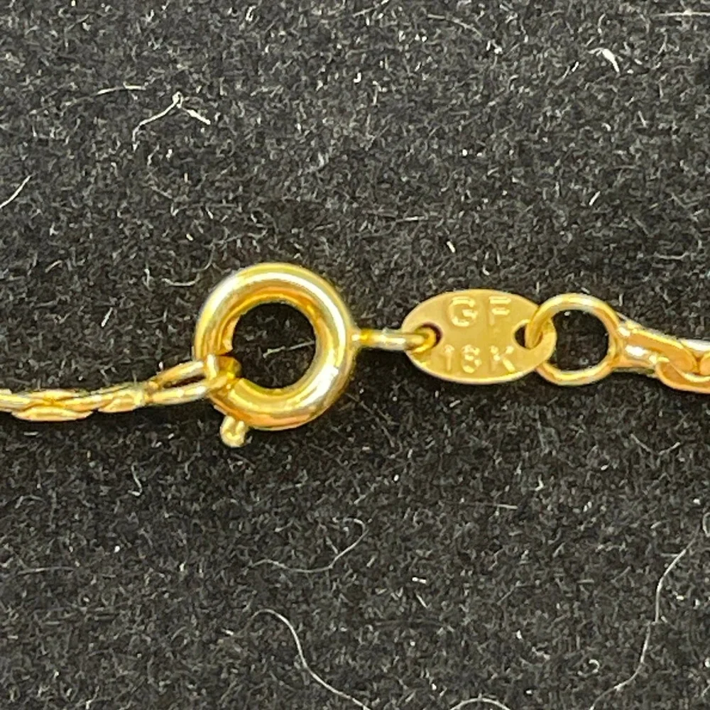 Vintage 18K Gold Filled Y-Drop Crystal Necklace Flat S-Link Chain 16 Inch